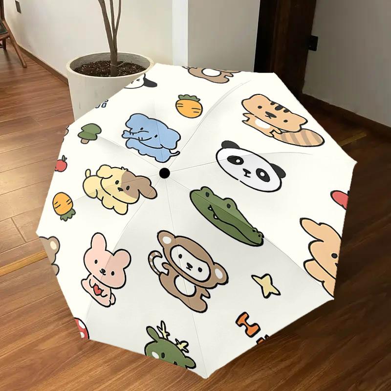 1PC Animal Cartoon Umbrella-8-Rib Reinforced Portable Folding Travel Suitable for All Seasons Outdoor Daily Use-G342