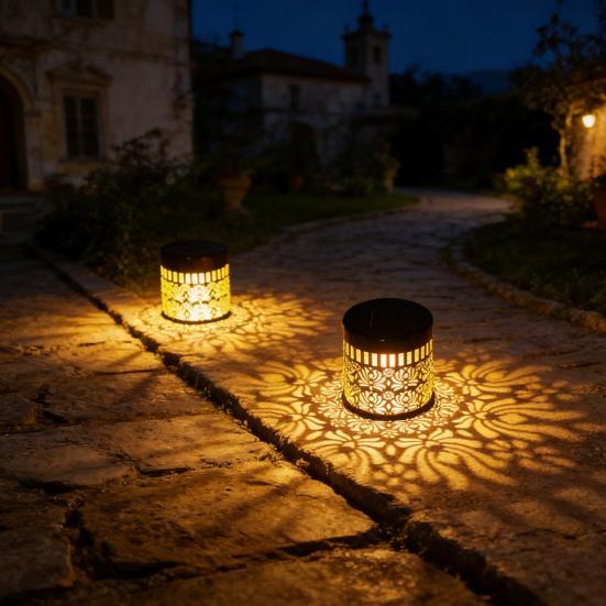 Outdoor Floral Solar Light Metal Solar Powered Deck Step Wall Light Waterproof Fence Light for Garden Patio Backyard Decoration