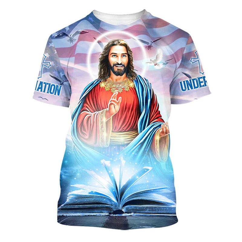 Jesus Christ Cross 3D Print T-Shirts Men Women Casual Fashion Streetwear Oversized O-Neck T Shirt Kids Tees Tops Y2k Men Clothes