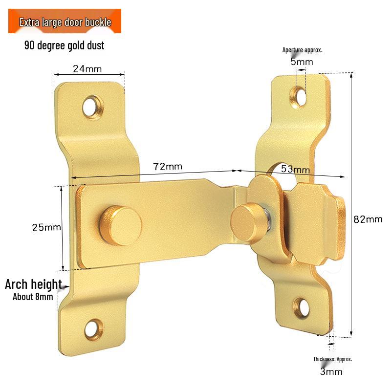 No-Drill Sliding Door Lock Bolt Anti-theft Clasp for Bathroom and Room Doors