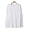 Men's Plus Size Crew Neck Long Sleeve Combed Cotton T-shirt - Solid Color, Spring/Autumn Style