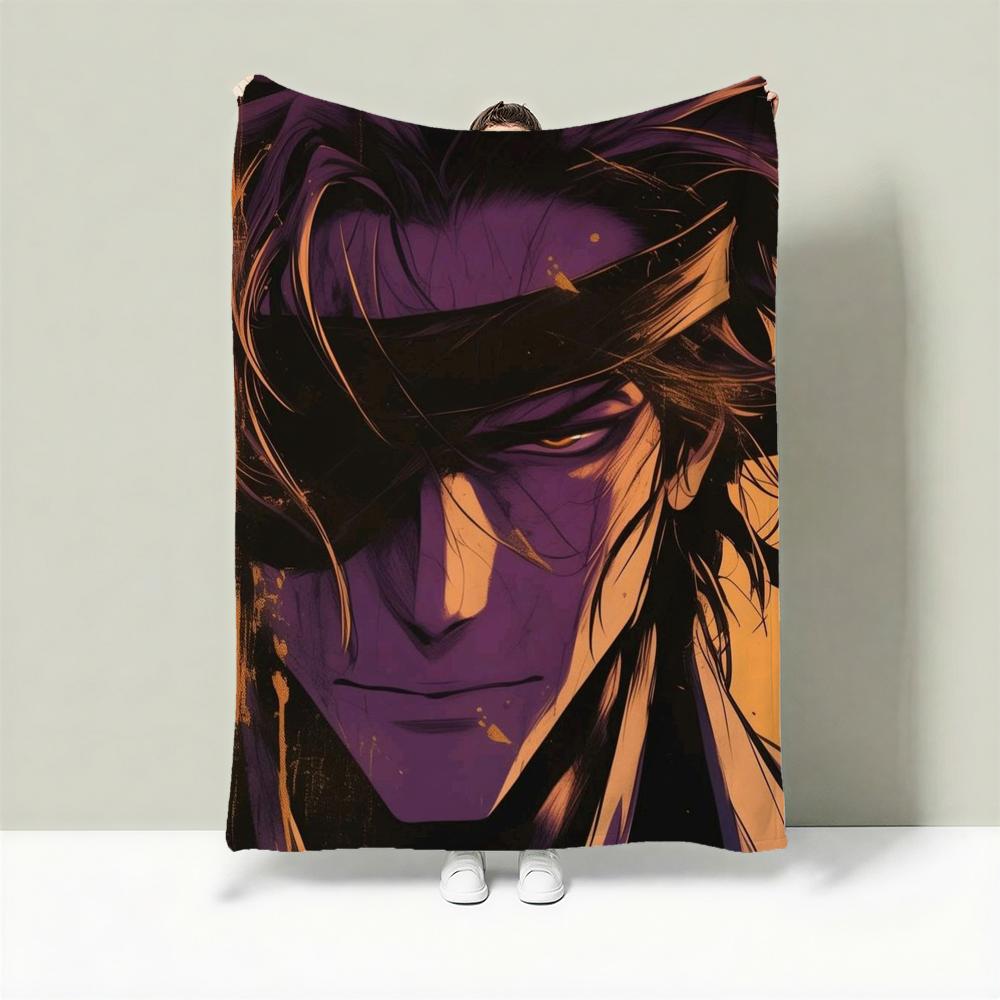 Anime B-Bleach Throw Lightweight 240g Flannel Blanket Soft Skin-friendly for Summer Cooling 75cmx90cm