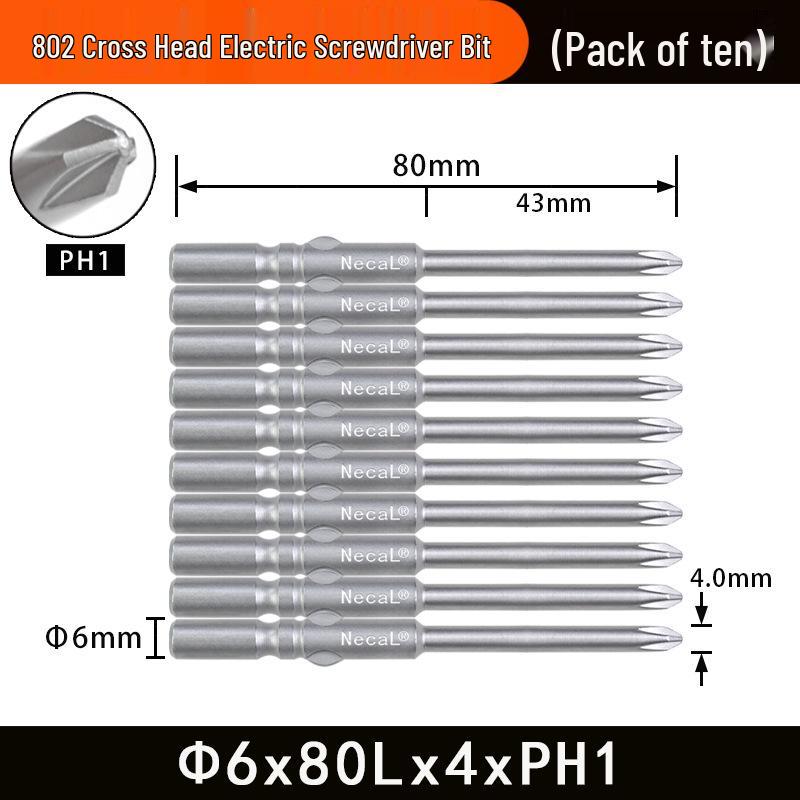 Nigao 802 Magnetic S2 Steel Electric Screwdriver Bit, 6mm, 60/80mm Length