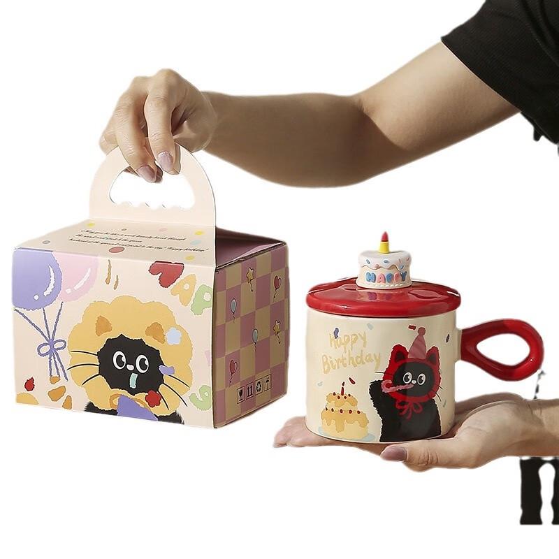 Cute Cartoon Cat Ceramic Mug Gift Set