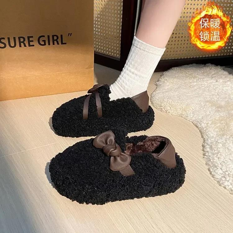 

Модные роскошные лоферы на подкладке из овчины, женские туфли из овечьей шерсти, женские зимние меховые слипоны, хлопково-шерстяные мокасины, женские ботинки босиком 40