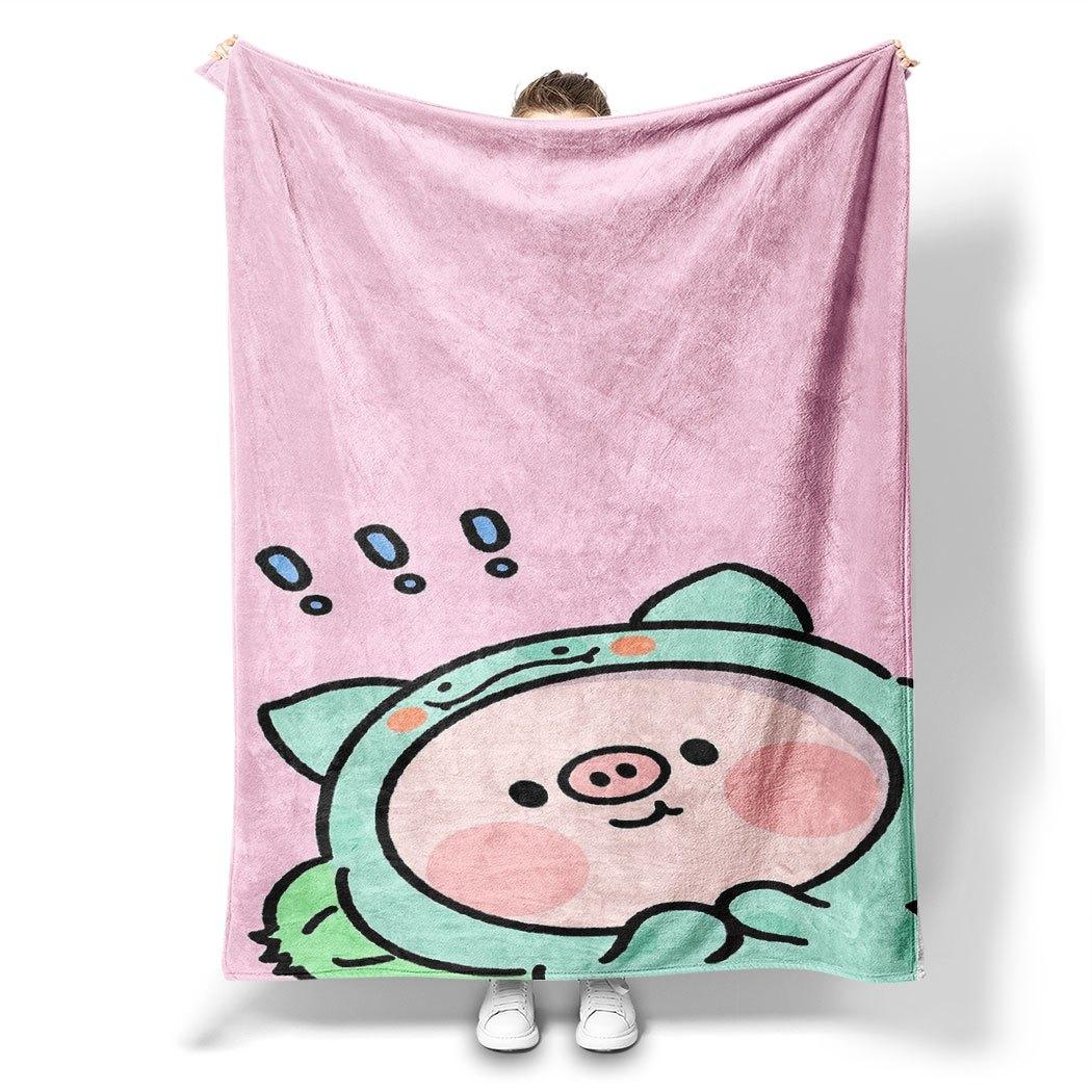 

Cute Pig Astronaut Print Flannel Throw Blanket – Soft Cozy Gift for Home Office Sofa Car Nap 75x90cm