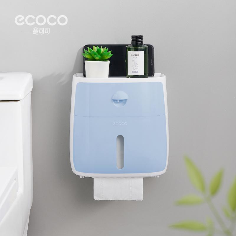 

Bathroom Tissue Box Wall-Mounted Waterproof Toilet Paper No-Drill Dispenser Toilet Paper Holder Toilet Paper Roll Storage Rack Peacock Blue