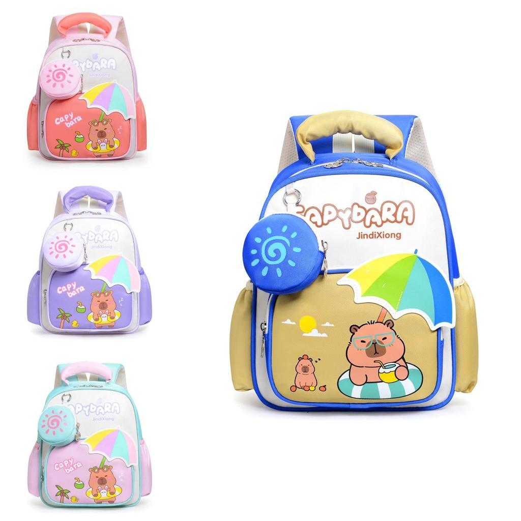 Kids School Bag With Swim Circle Capybara Print For Middle Kids