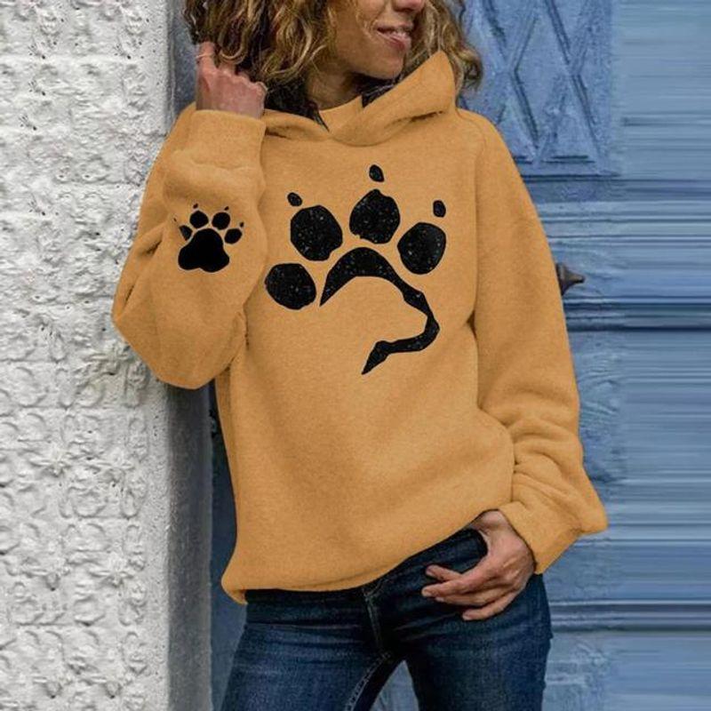 Bear Claw Print Long Sleeve Hoodie Bear Claw Print Long Sleeves Women's Hoodie