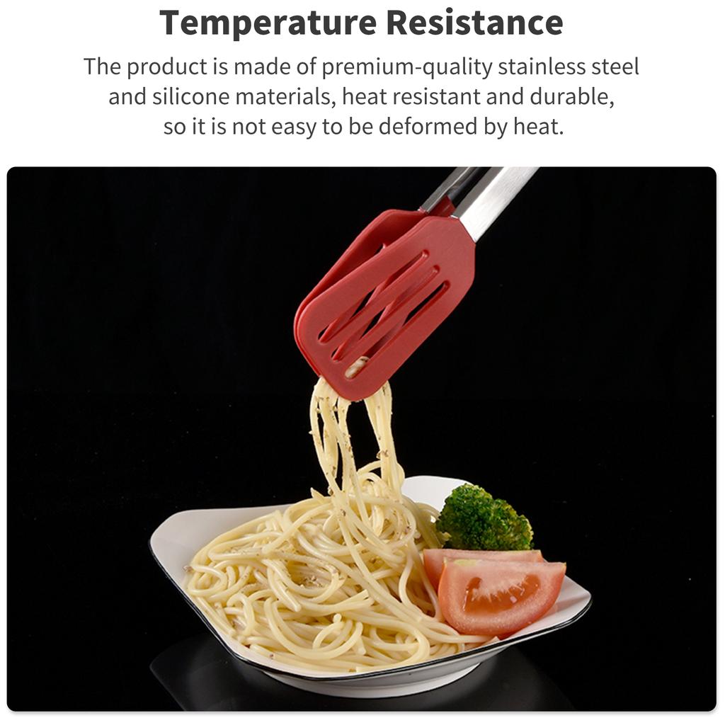 Kitchen Tongs with Silicone Tips Non-stick Food Clamp for Cooking Premium Stainless Steel Locking Cooking Tongs Heat Serving Utensils