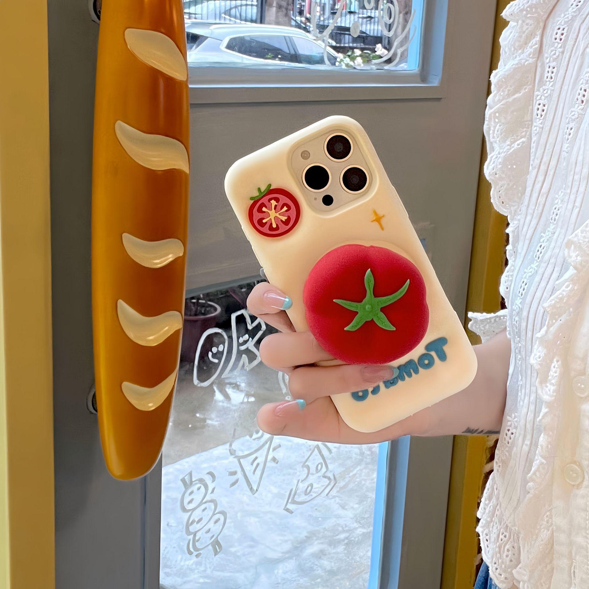 Силиконовый чехол-подставка 3D Помидор для iPhone 14/15/16/17 Pro Max - Противоударный дизайн iPhone 17