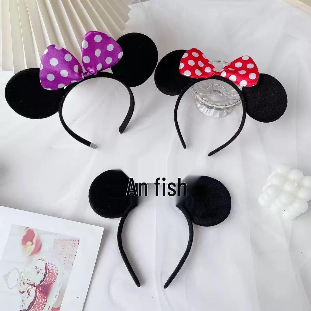 Kinder Mickey Mouse Schwarze Ohren Stirnband mit Schleife - Niedlicher Freizeitpark Minnie Haarclip