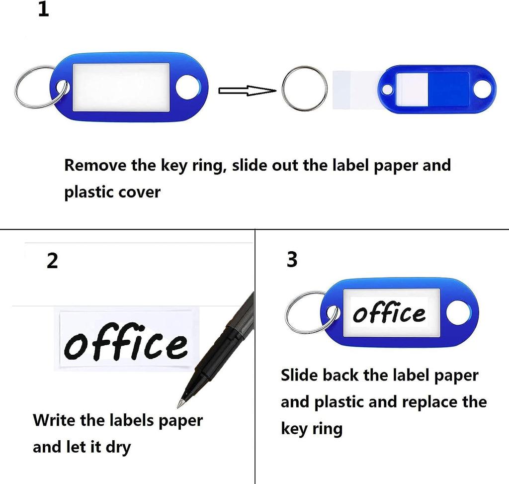 5-200pcs Plastic Key Tags With Split Keychain Ring Label Window For Diy Key Chain Kit Numbered Name Luggage Tags Accessories
