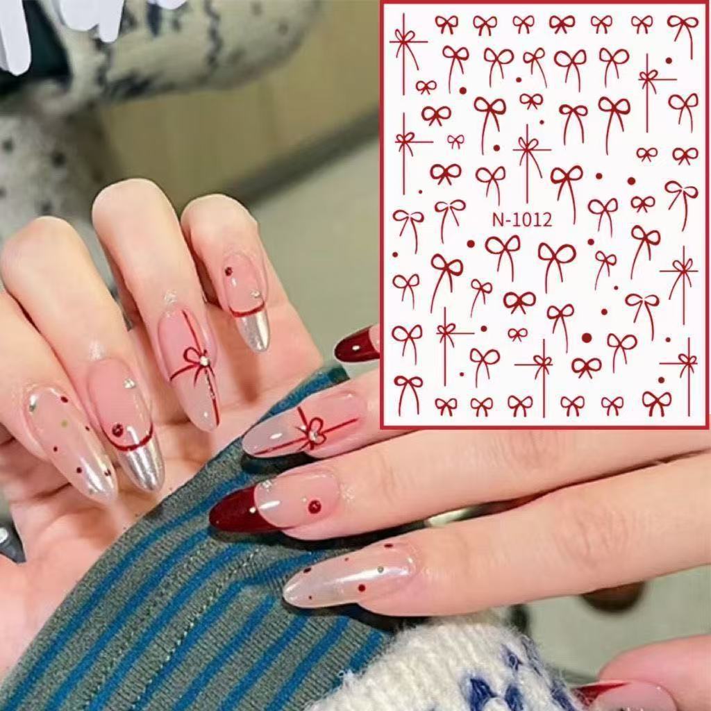 Jennie Bow Nail Art Sticker Ins Girl Bow Relief Gift Knot