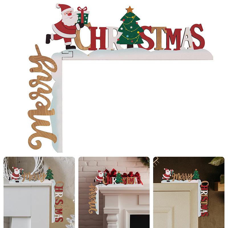 1Pc DIY Christmas Wooden Door Frame Corner Santa Claus Sign