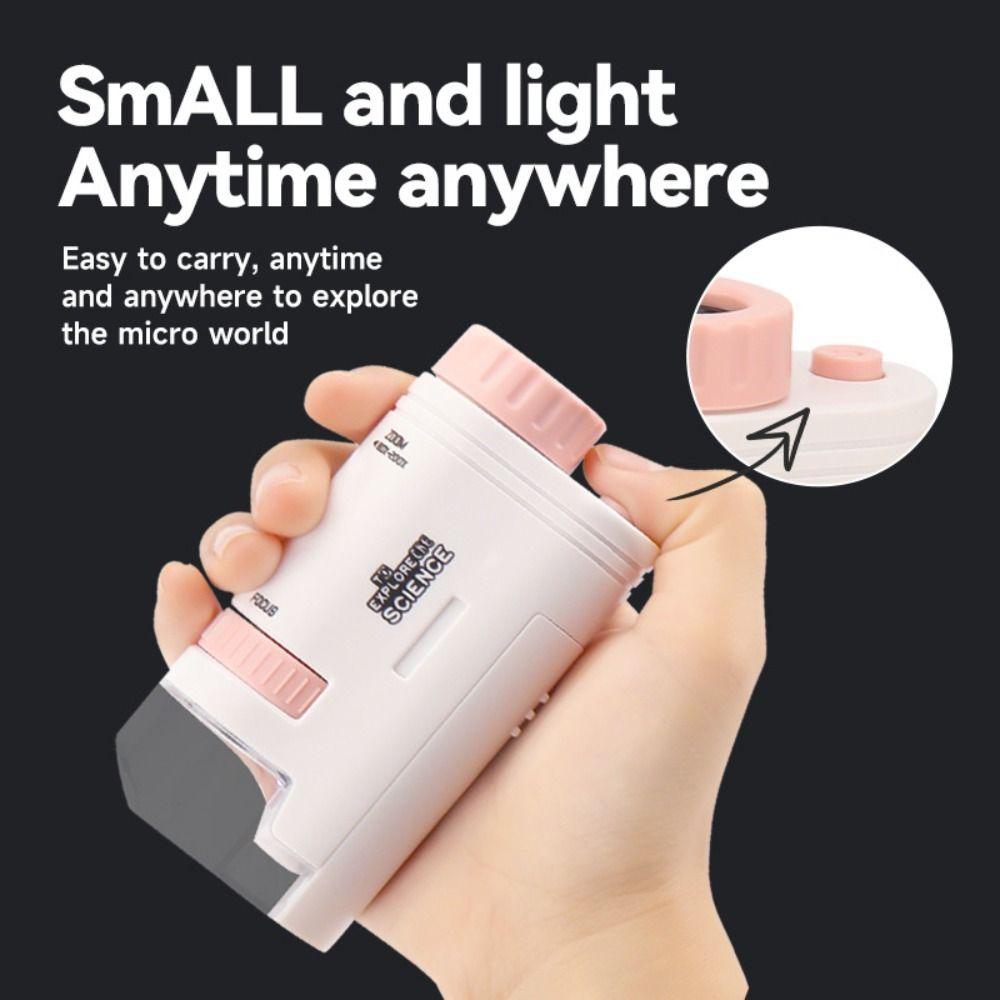 LED Light Pocket Microscope 80-200x Children Microscope Electric Mini Microscope  Learning