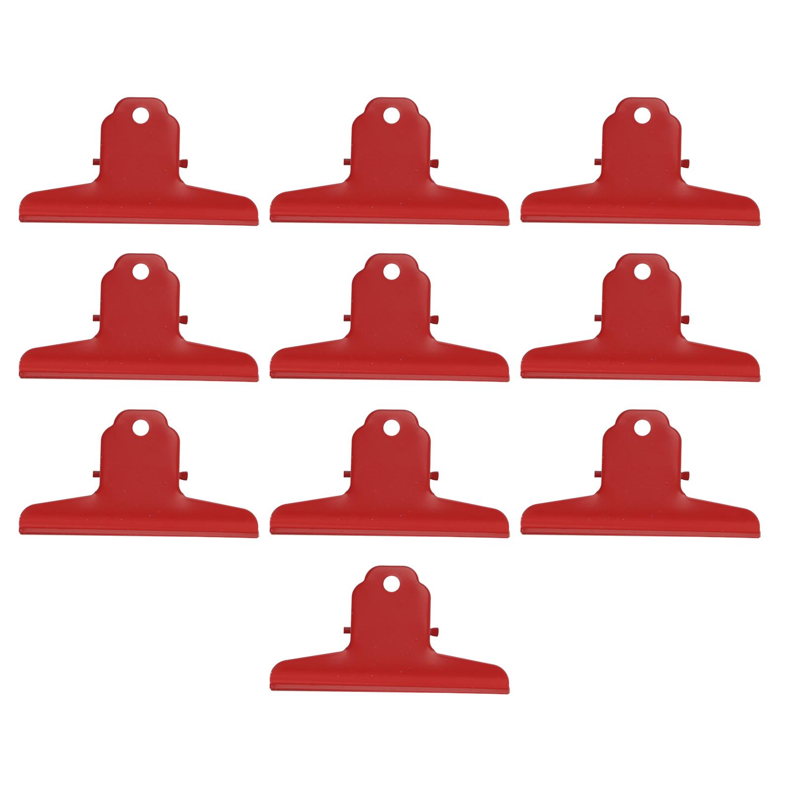 Shoemst Red 10Pcs Metal Binder Clips Multipurpose Electroplating Rustproof Large Paper Clamps For Office School