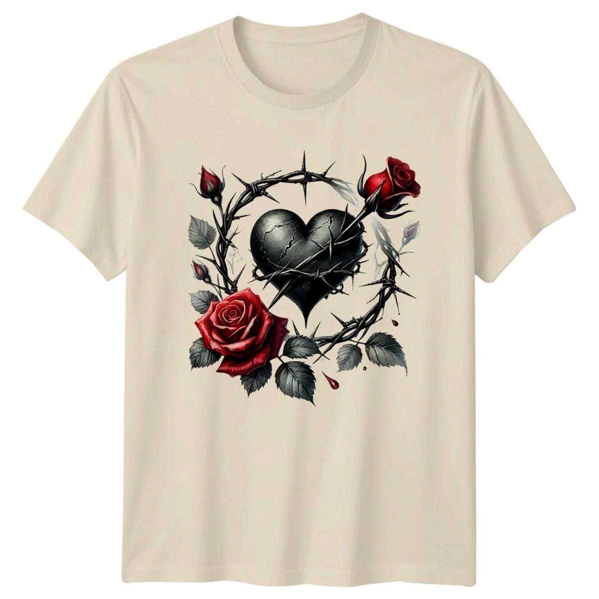Broken Heart Roses Floral Mens T-Shirt Womens Tee Graphic Unisex Top XS