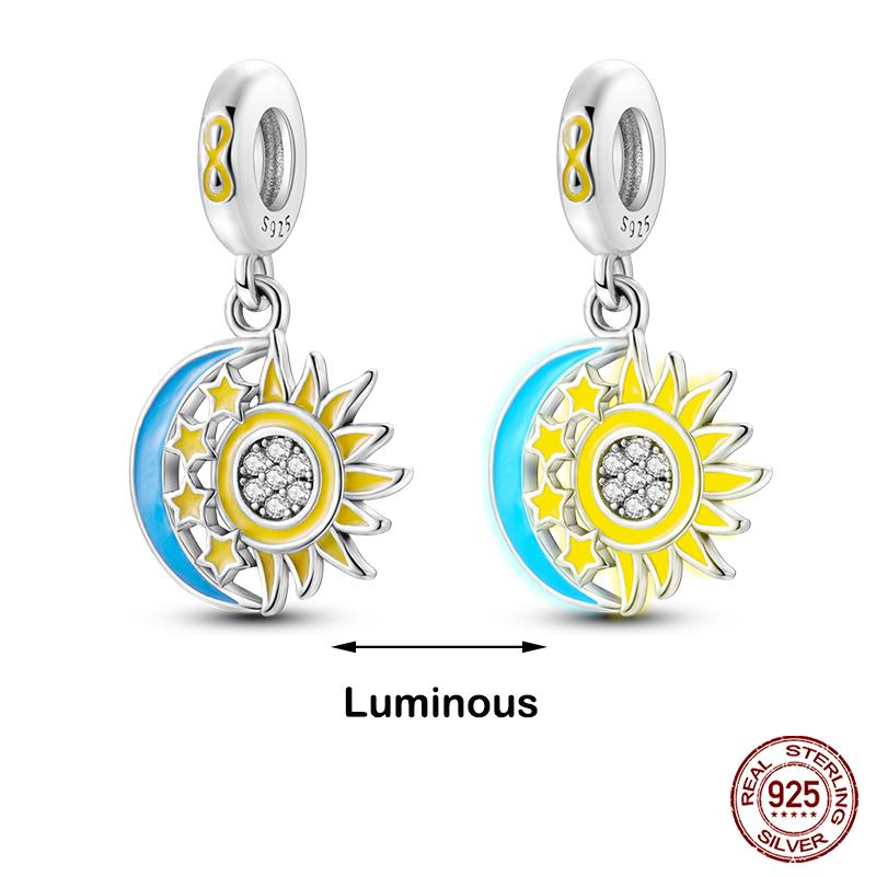 silver-plated Glow in the dark Firefly Honeybee Star Charms Beads Fit Qikaola Original Bracelets Fine DIY Jewelry Gift