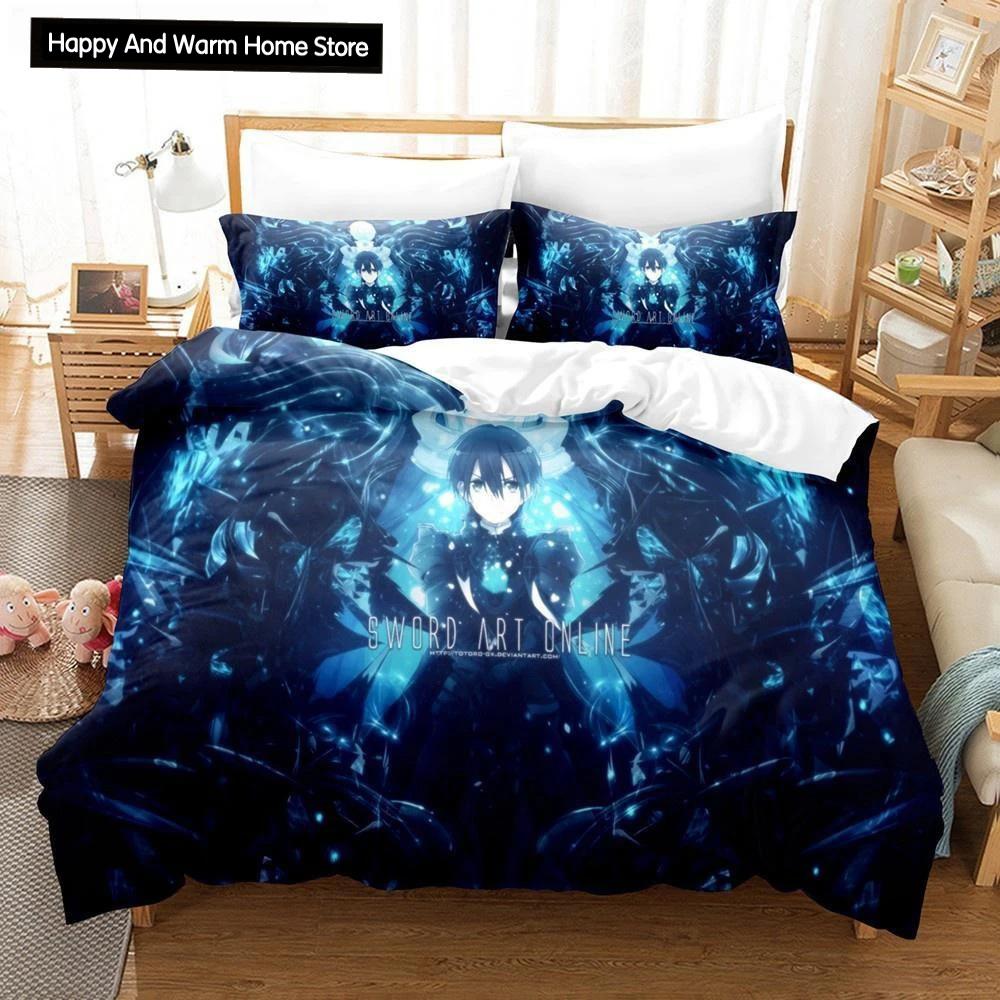Anime Sword Art Online 3D Bedding Set Duvet Cover Pillowcase Boys Gift Home Textile Bed Linen