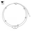 Elegant Double Layer Heart Charm Bracelet Women Plated Copper Minimalist Jewelry Gift