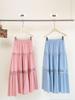 Elegant Hollow Lace Patchwork Midi Skirt for Women - 2026 Spring/Summer A-Line Socialite Princess Style