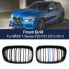 M Color Front Kidney Grill Grille For Bmw F20 F21 1 Series 2011-2014 Glossy Black Double Slat Racing Sport Grills