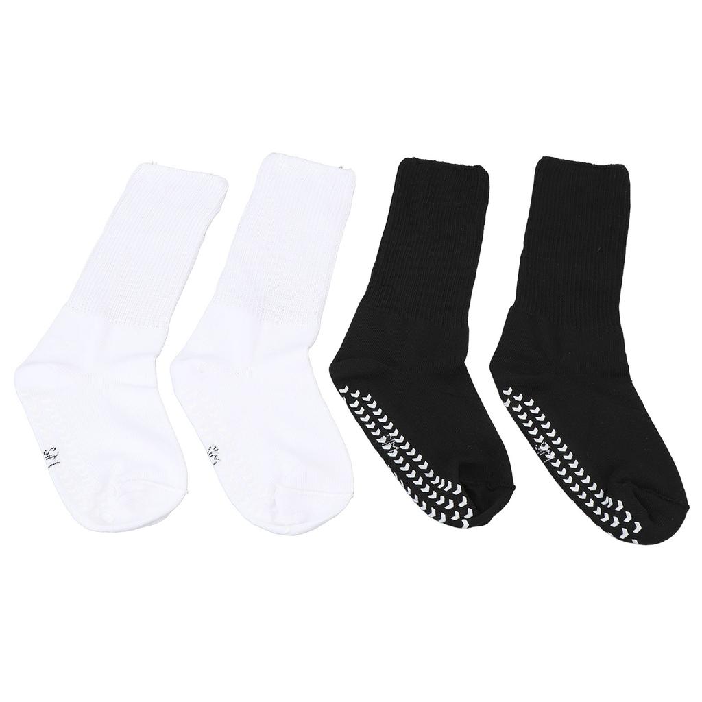 2pairs Wide Socks with Grips Elastic High Stretch Non Slip Loose Fit Socks Black White L XL