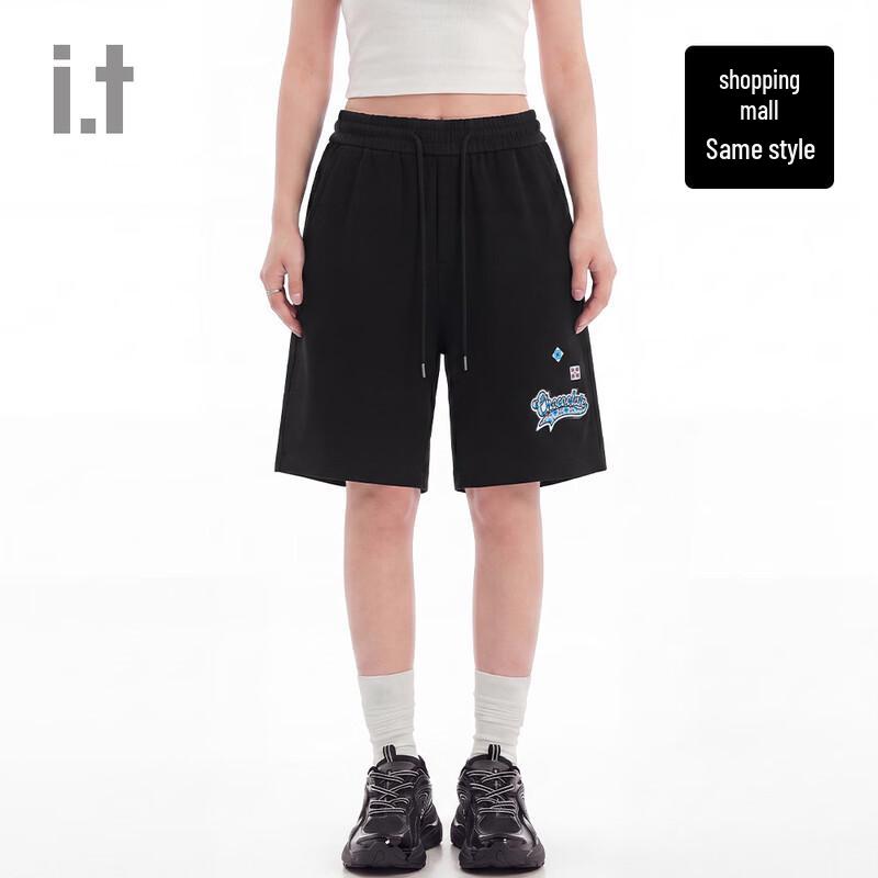 CHOCOOLATE Unisex Loose Fit Graphic Sweat Shorts 34 чёрный
