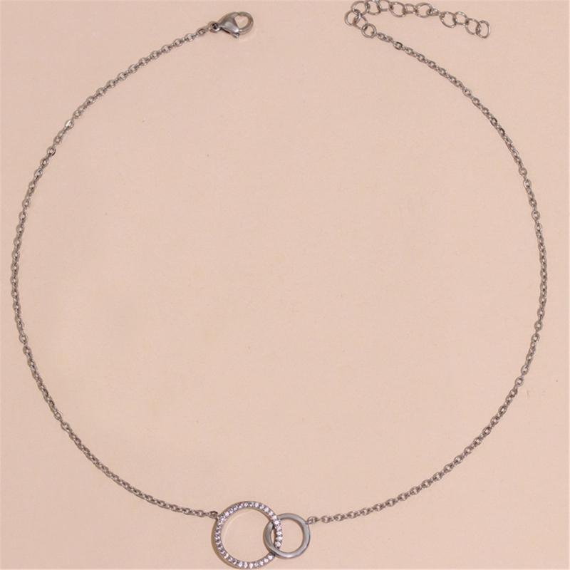 Sturdy Brass Women's Necklace Fashion Thin Chain Minimalist Dainty Double Round Pendant Jewelry Statement Pieces
