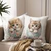 Adorable Kitten Eggshell Easter Cushion Covers - 4pcs Set, Gorgeous Style, Easy-Care, Machine Washable, Zipper Closure, 18x18 Inches