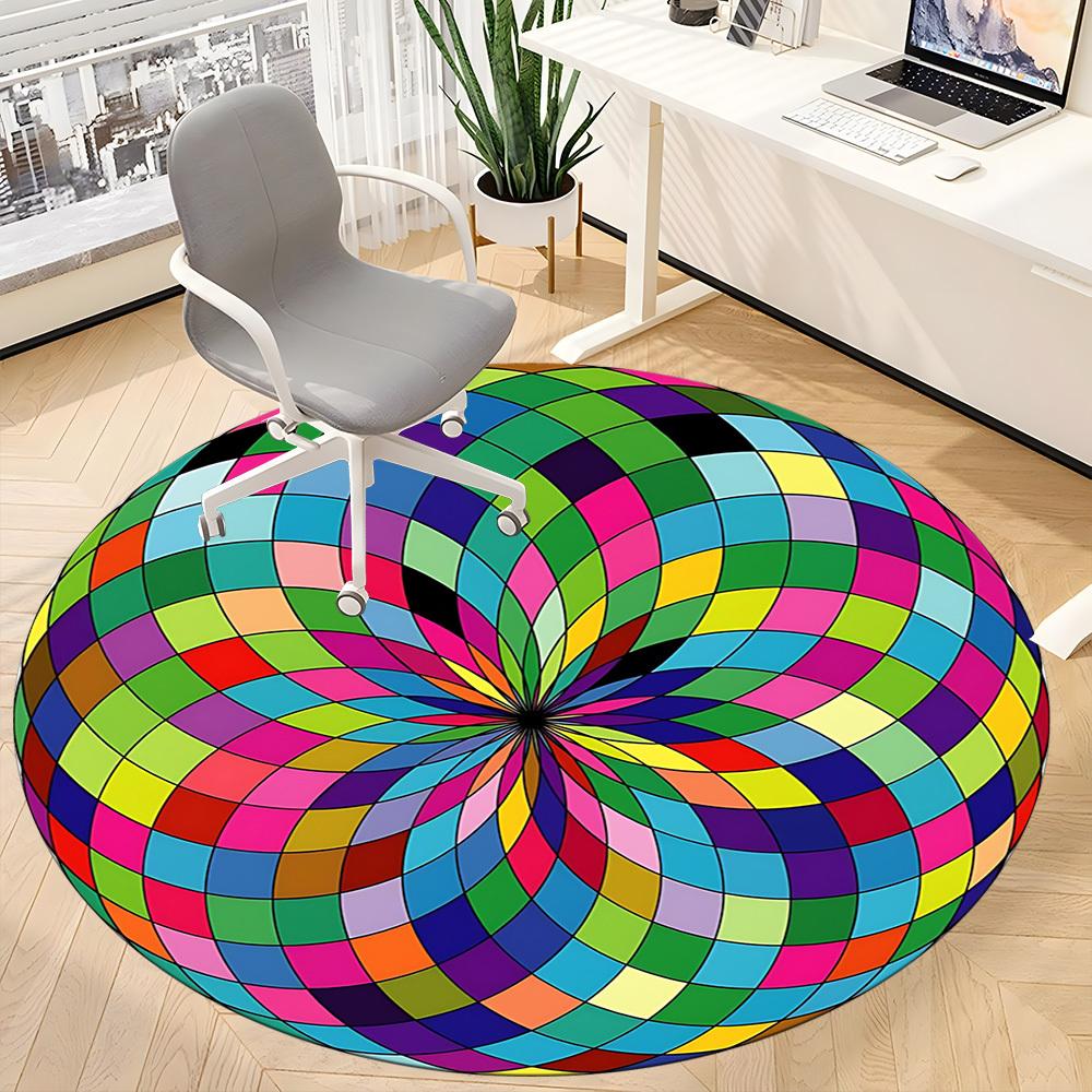 1pc Colorful Sphere Pattern Chair Carpet for Office Non-Slip, Machine Washable Rug for Office - Holiday DecorMachine Made yy251029093