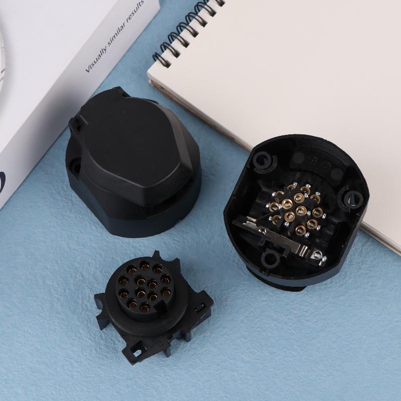 13Pin 12V Euro Round Trailer Caravans Socket Electrical Connector Adapter Towing Socket Plug Car Accessories