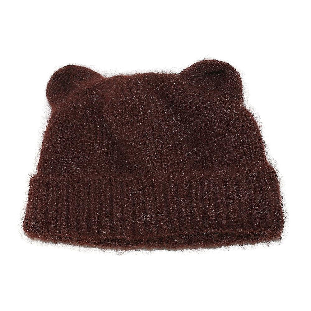 

Cream bear sweet cute wind ears wool hat women autumn and winter pullover hat knitted warm ear protection wool hat women M（56-58cm） кофейный
