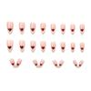 24Pcs Lovely French Heart Love False Nails With Jelly Adhesive Detachable Fake Fingernails Full Cover Press On Nails