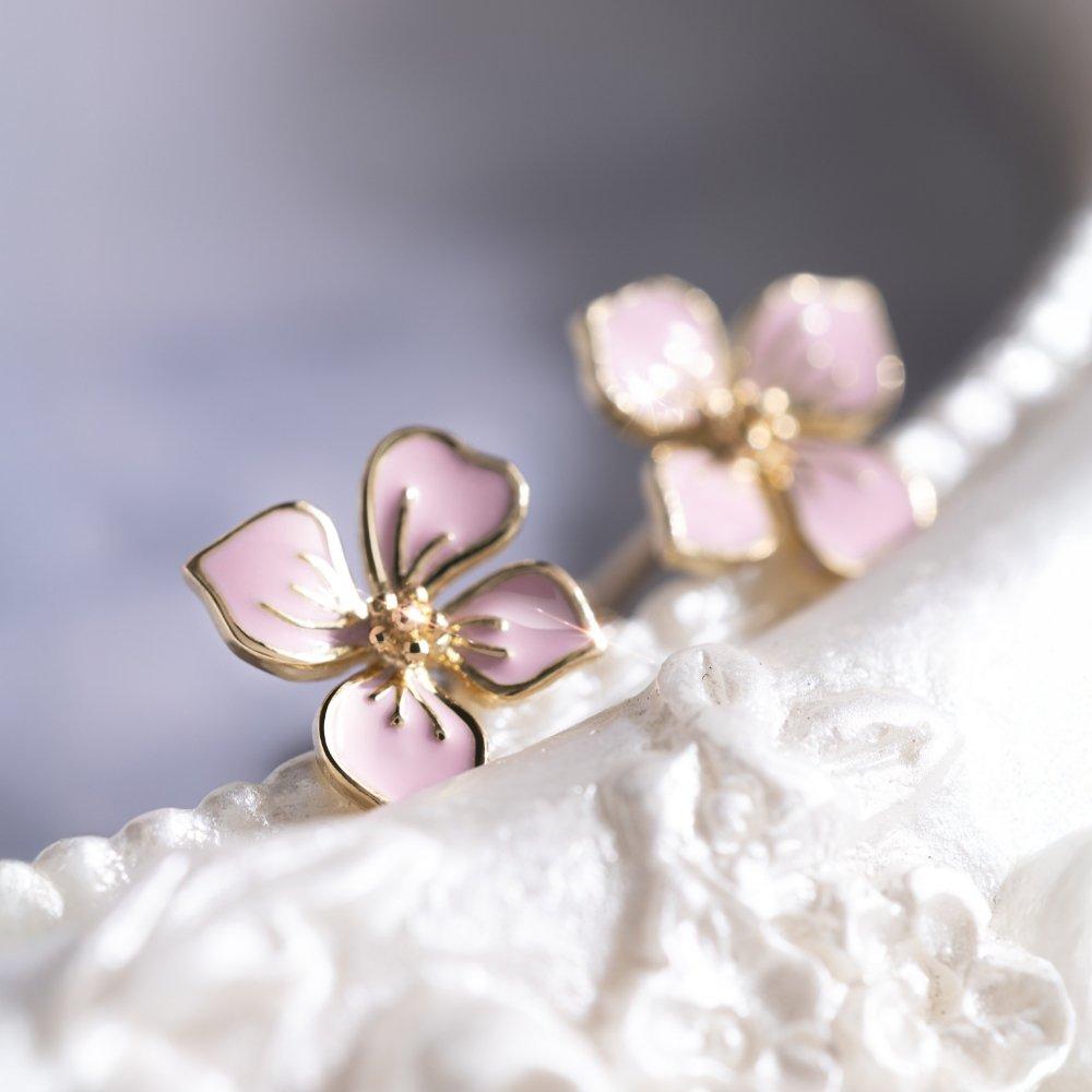 14K Epoxy Sandal Flower Earlobe Barbell Flower Earrings Ikercontz Gold Piercing