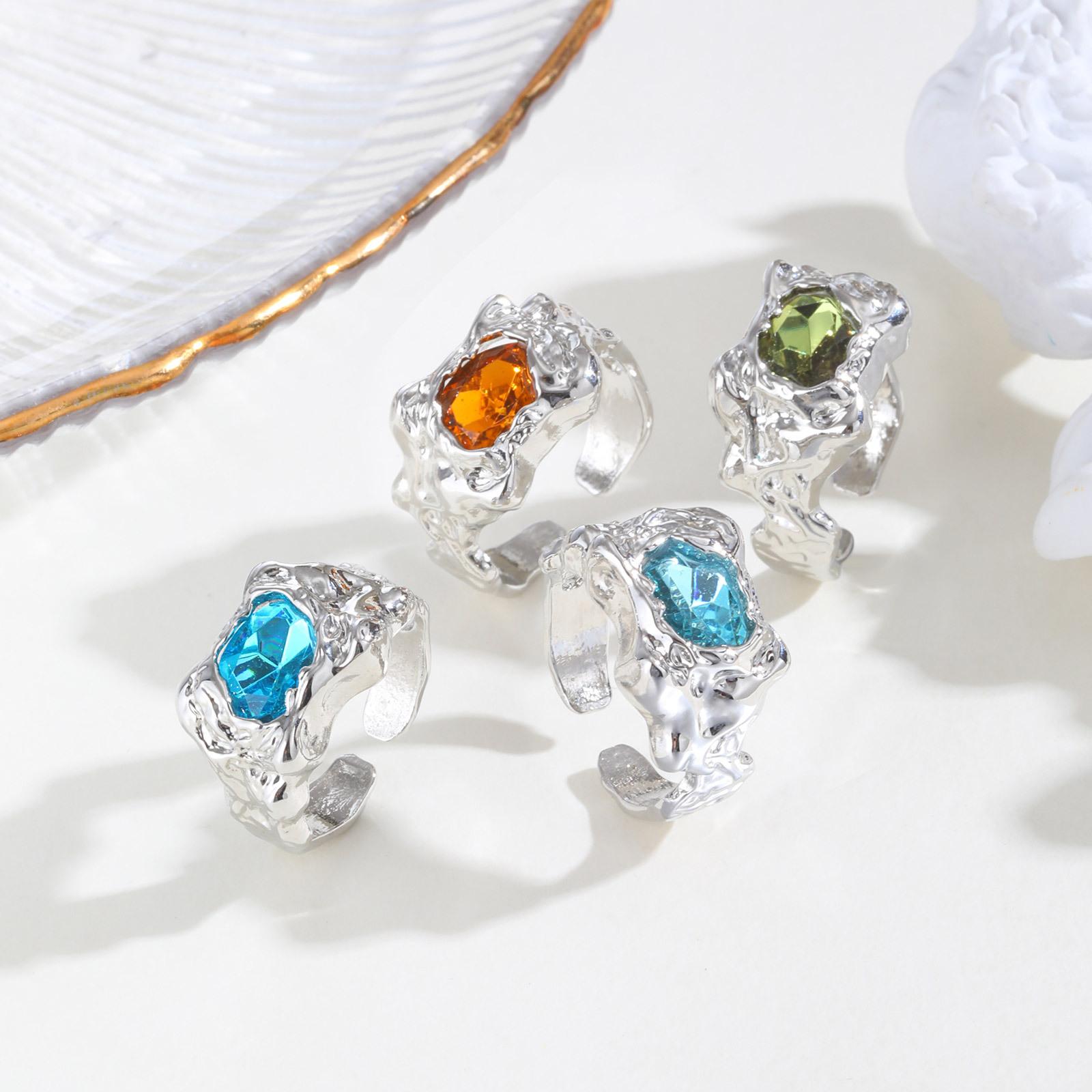 

Vnox 4pcs/Set Geometric Colorful Zircon Stone Ring, Unisex Vintage Stacking Knuckle Rings, Women Men Blue Crystal Open Ring