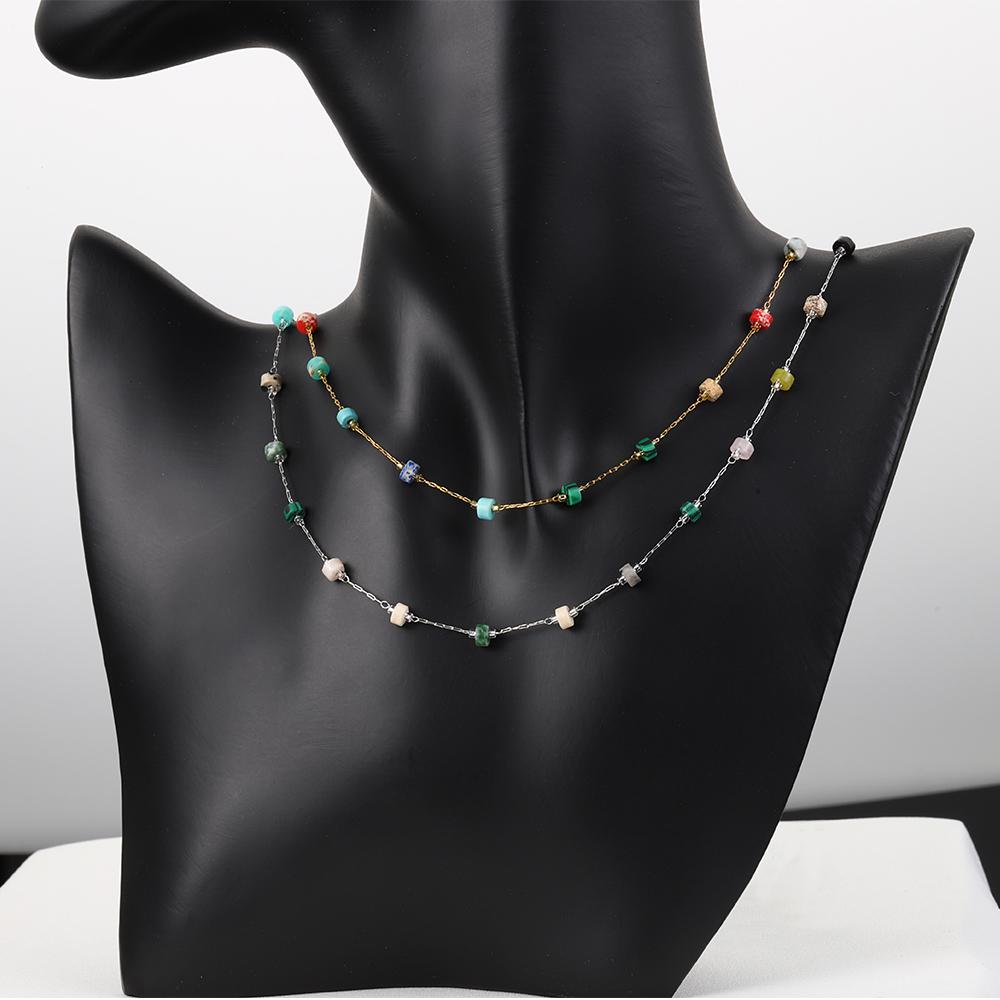 1Meter Crystal Stone Beads Chains Stainless Steel PVD Plated Beaded Chain for DIY Jewelry Making Components Bracelets Necklaces