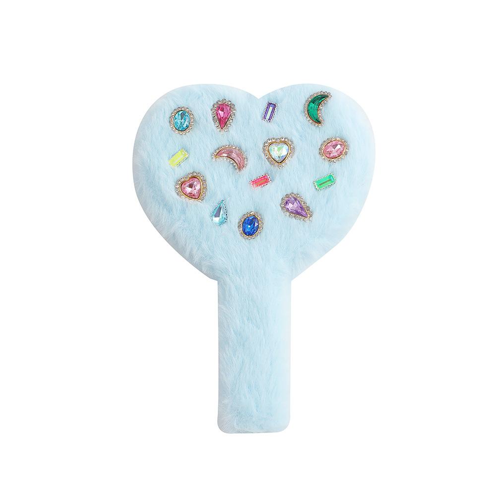 Plüschgriff Spiegel Tragbar Herzform Make-up Spiegel Diamant Kosmetikspiegel Für Mädchen Frauen Kreatives Geschenk Heimdekoration