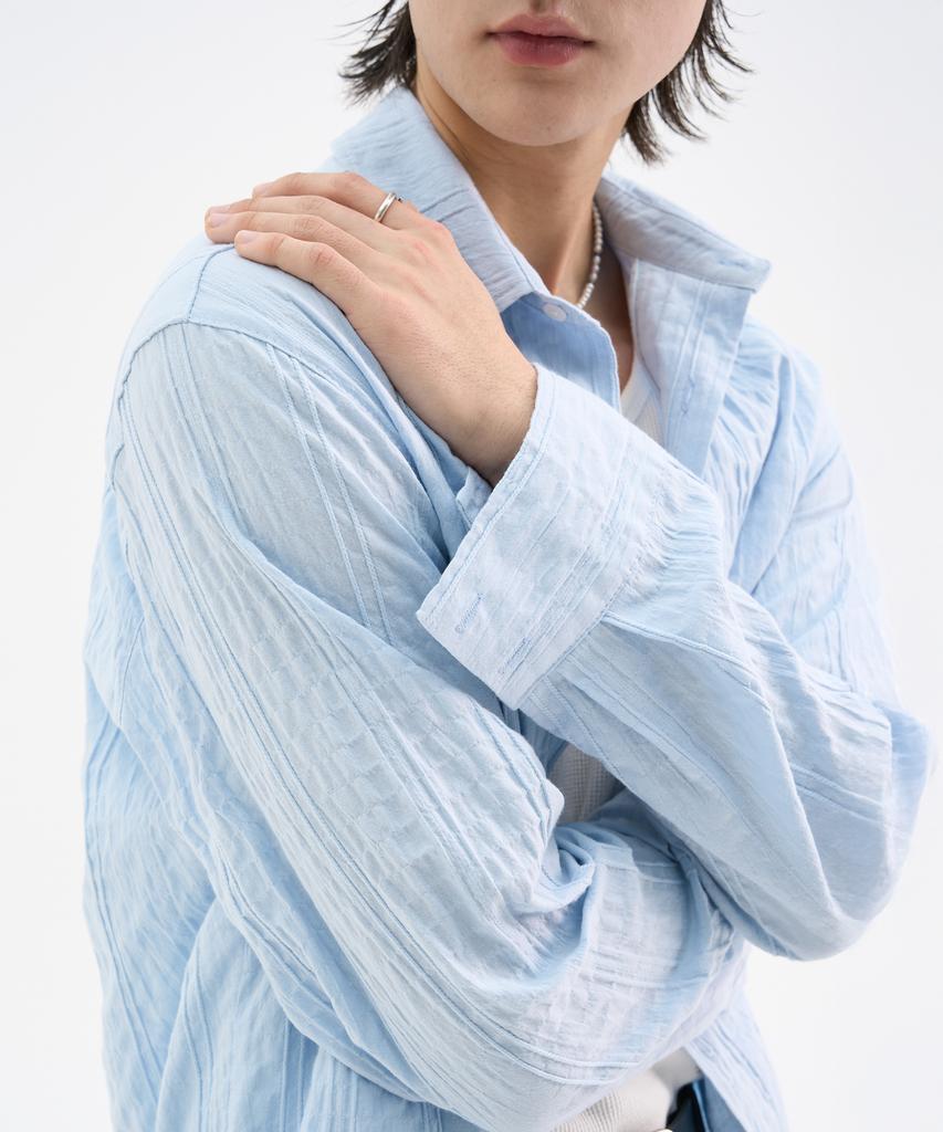 TRIP LE SENS Steady Cotton Pleated Overshirt_Navy