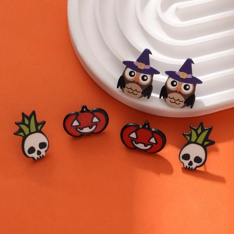 1 Set Punk Style Halloween Funny Blood Black Acrylic Simulation Knife Axes Kitchen Pumpkin Skull Exaggerated Ear Hook