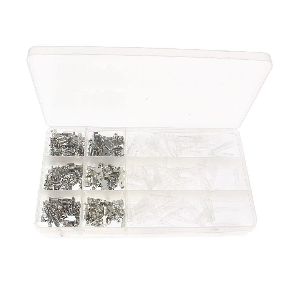 270PCS Cold Pressed Reed Terminals Female Male Crimp Terminal Wire Connector Kit - 2.8/4.8/6.3mm Electrical Cable Terminals Kit