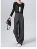 Women's High-Waisted Gray Wide-Leg Trousers - Spring/Autumn 2025 Collection