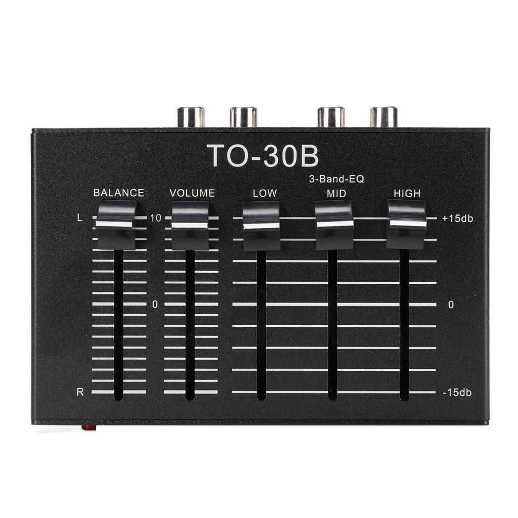 Phono Preamp EQ 2 Channel Digital Sound Equalizer 3 Band 12dB High Mid Low Tone Adjustment Balanced Volume Control 5V
