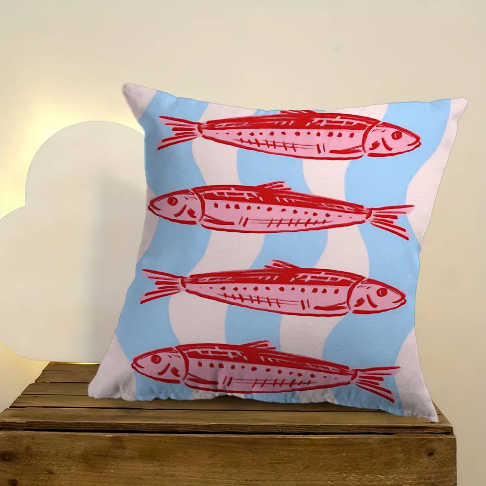 Coastalcharm Sardine Can Maple Design Cushion Cover Happy Autumn Harvest Decor Holiday Decorati Pillow Cover