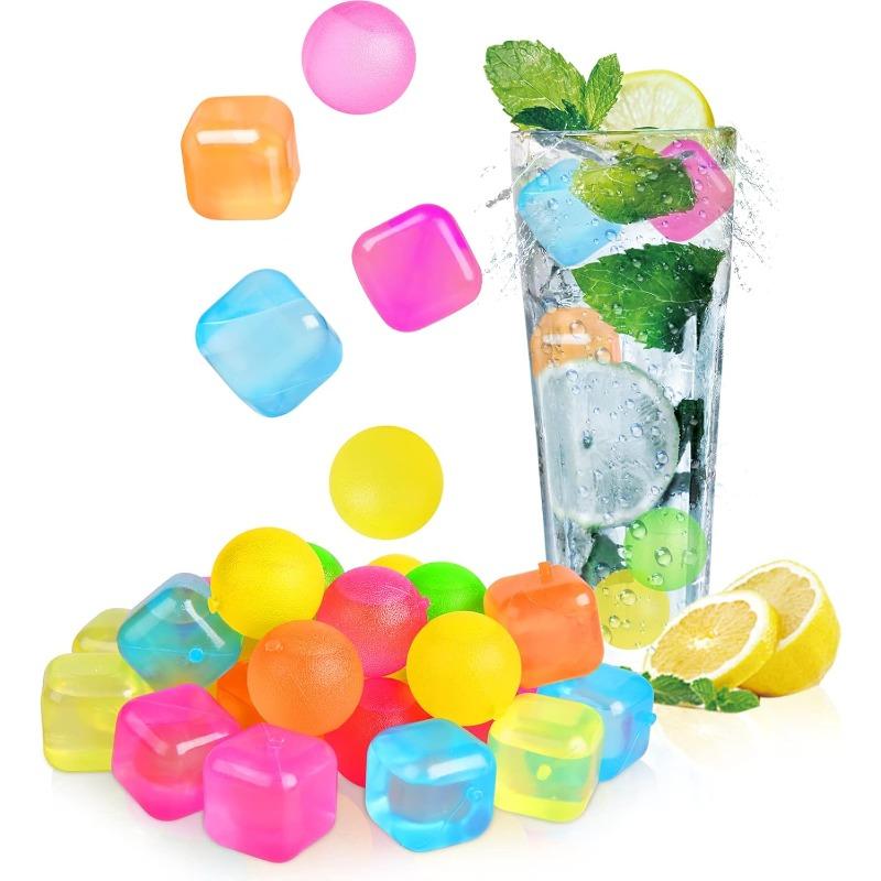 12/20PCS Reusable Ice Cube Colorful Plastic Squares Ice Cubes Washable Refreezable Ice Cube for Drinks Whiskey Coffee