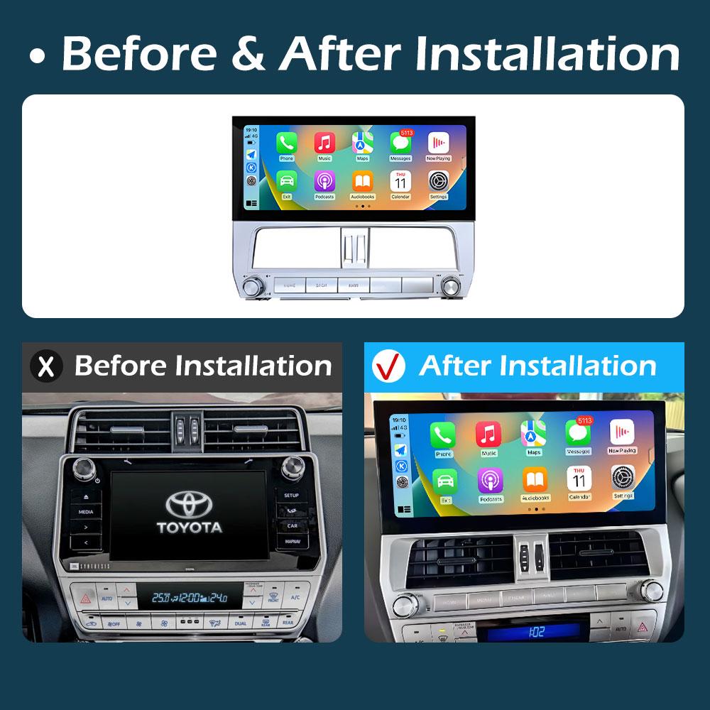 Navigation GPS Wireless Carplay Car Video for Toyota Prado 2018 Radio Player 12.3 Inch Autoradio Bluetooth Cooling Fan Head Unit
