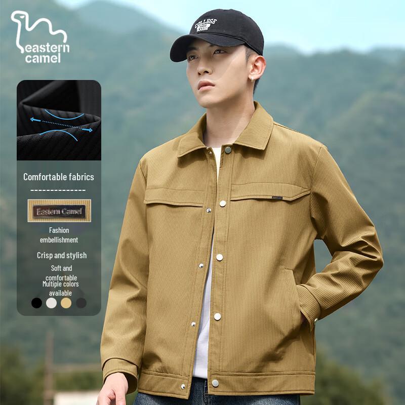 

EASTERN CAMEL Men s Autumn Outdoor Lapel Workwear Textured Striped Casual Jacket 4XL