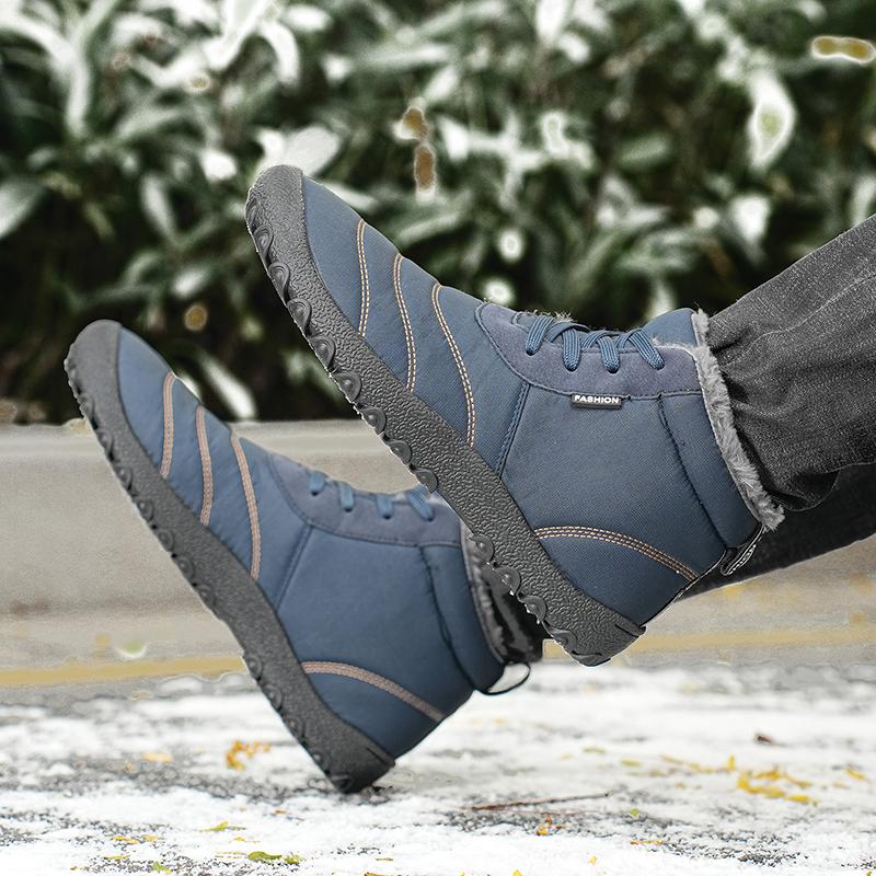 Autumn and Winter Men's Warm Cotton Boots Plus Cotton Goose Down Cotton Shoes Men's Snow Boots Thick Warm Shoes