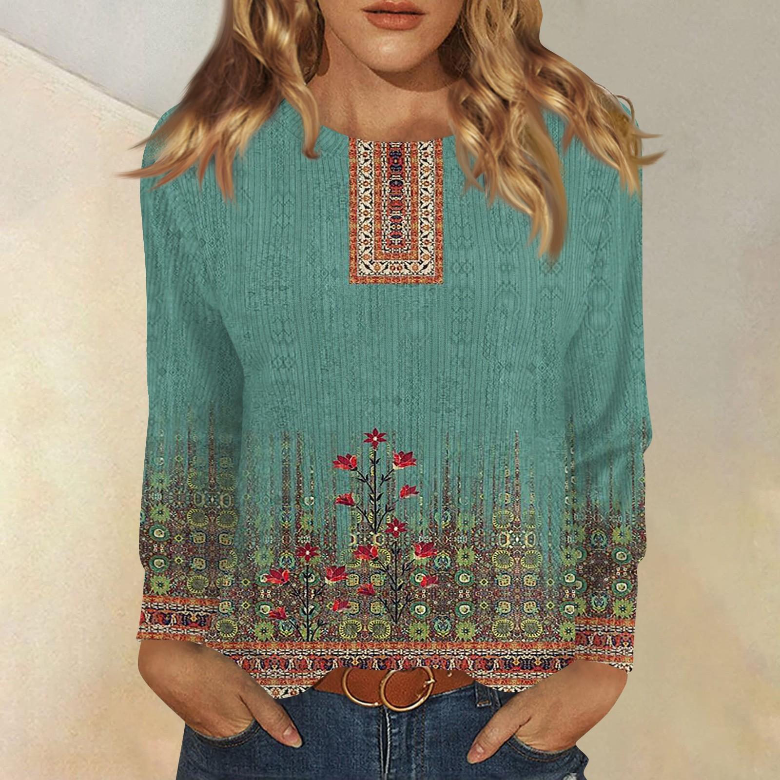 

Длинные рукава топы для женщин футболка повседневные принты топы футболка круглый вырез пуловер блузка XXXL